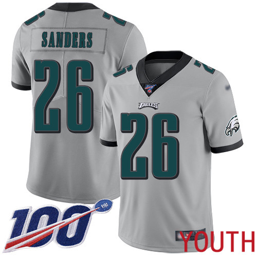 Youth Philadelphia Eagles #26 Miles Sanders Limited Silver Inverted Legend NFL Jersey 100th Season Football